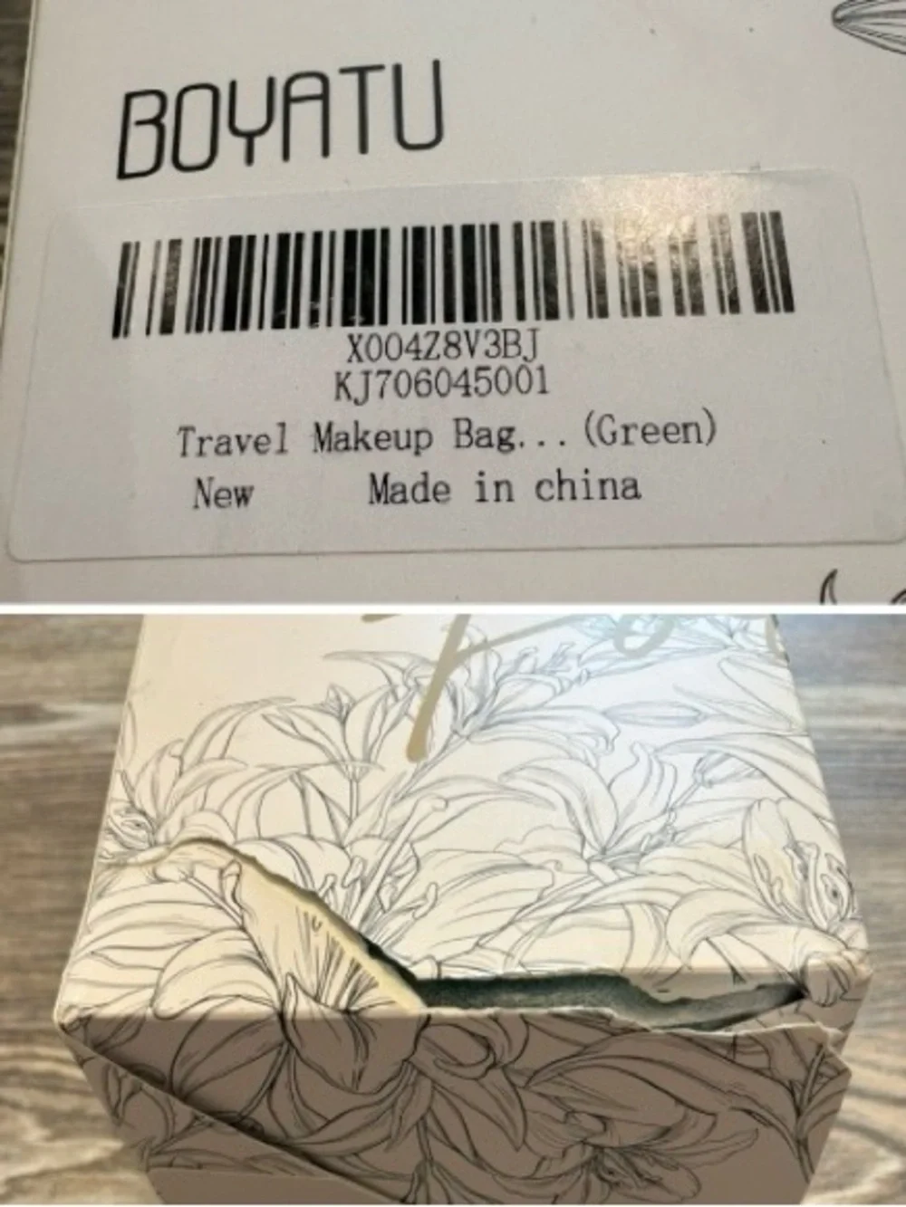 BOYATU Green Travel Makeup Bag NWT
